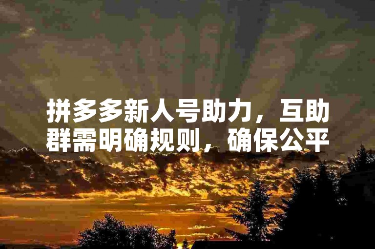 拼多多新人号助力，互助群需明确规则，确保公平有序。