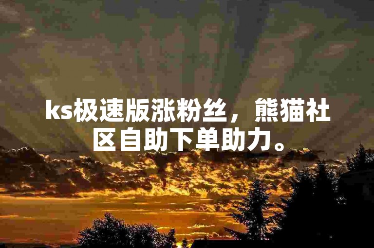 ks极速版涨粉丝，熊猫社区自助下单助力。
