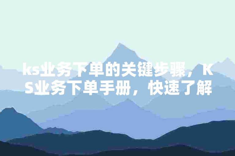 ks业务下单的关键步骤，KS业务下单手册，快速了解流程及技巧！新手必读！