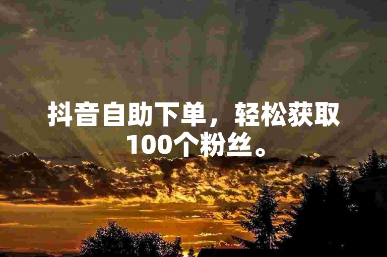抖音自助下单，轻松获取100个粉丝。
