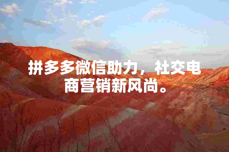 拼多多微信助力，社交电商营销新风尚。