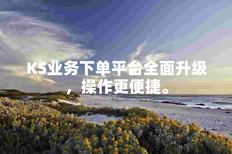 KS业务下单平台全面升级，操作更便捷。