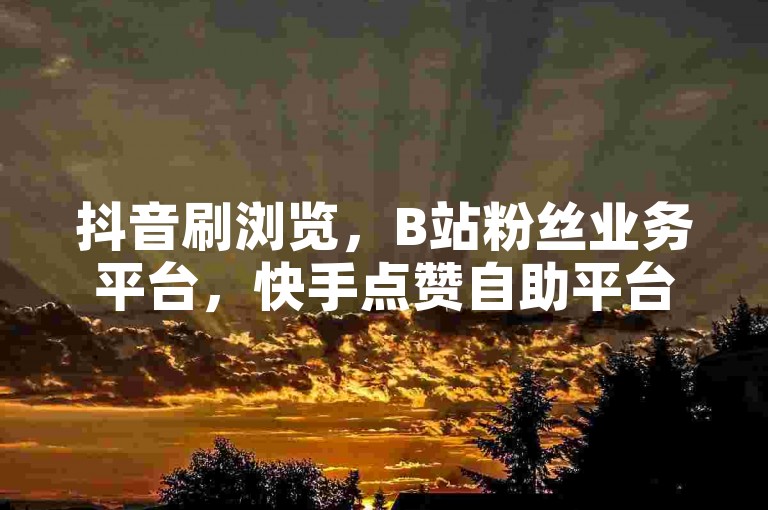 抖音刷浏览，B站粉丝业务平台，快手点赞自助平台下单。