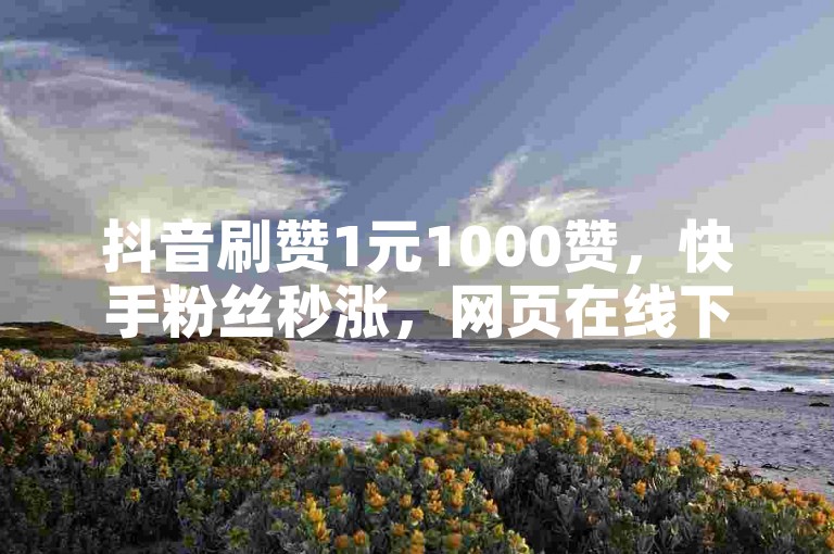 抖音刷赞1元1000赞，快手粉丝秒涨，网页在线下单。