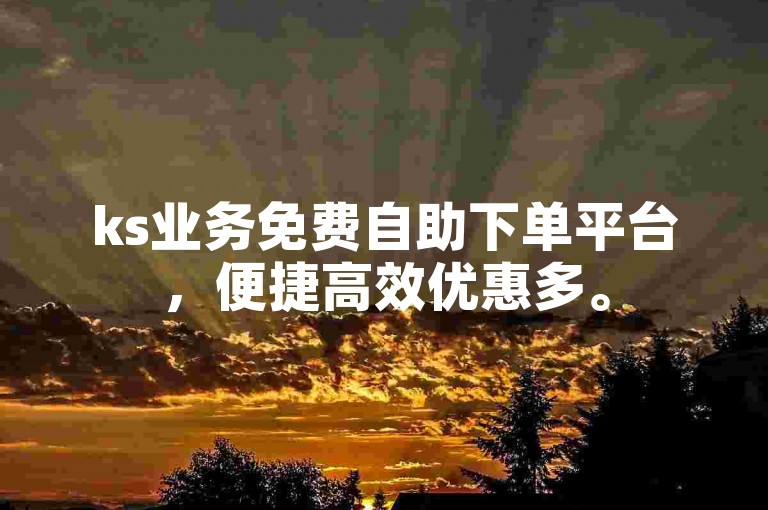 ks业务免费自助下单平台，便捷高效优惠多。
