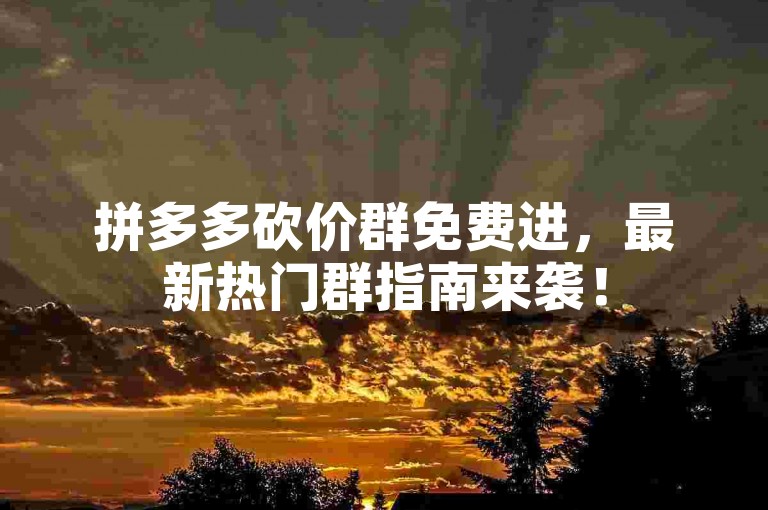 拼多多砍价群免费进，最新热门群指南来袭！