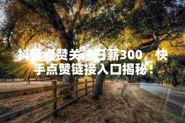 抖音点赞关注日薪300，快手点赞链接入口揭秘！