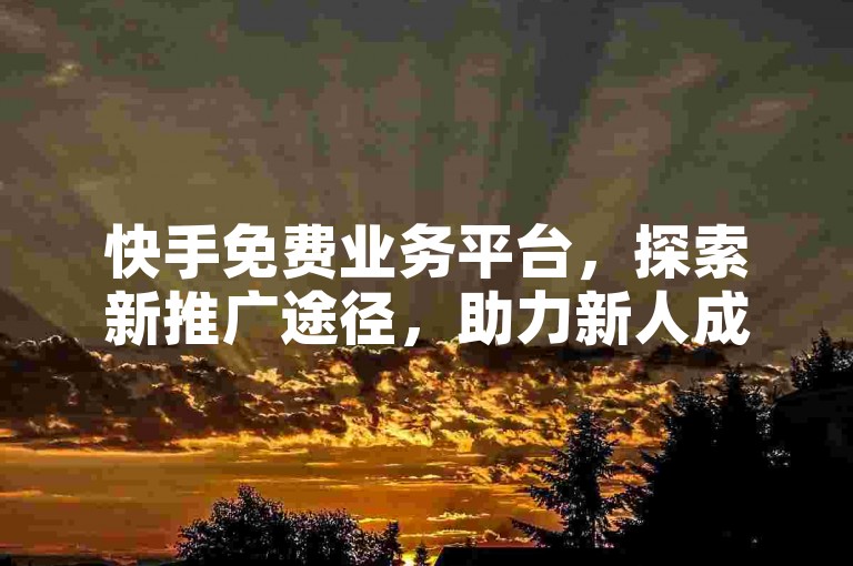 快手免费业务平台，探索新推广途径，助力新人成长！