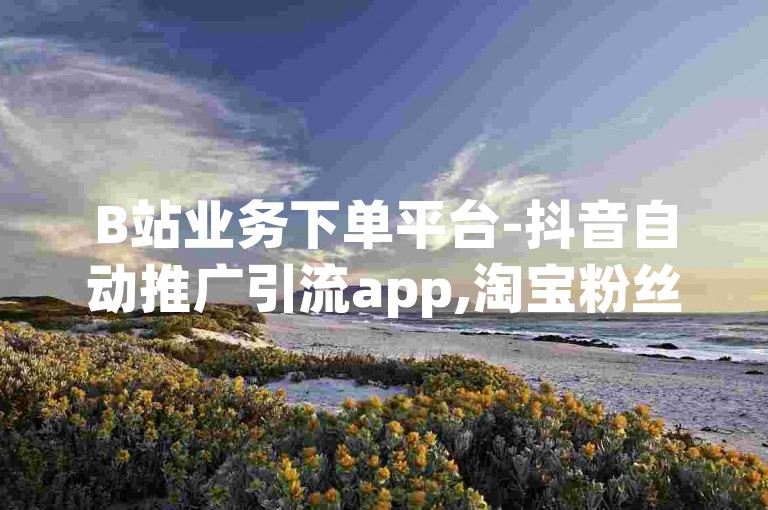 B站业务下单平台-抖音自动推广引流app,淘宝粉丝业务平台24小时