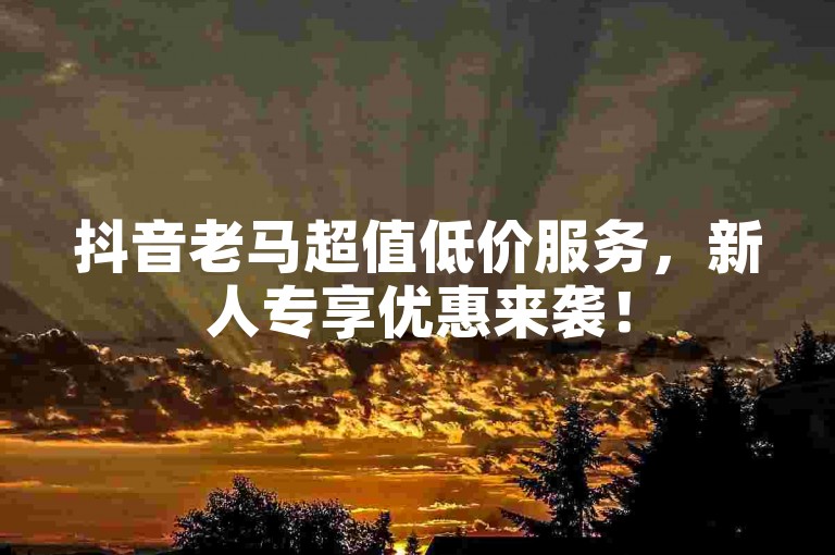 抖音老马超值低价服务，新人专享优惠来袭！
