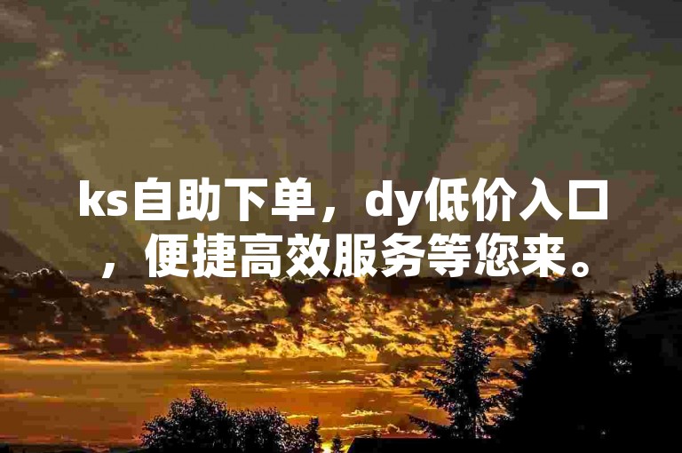 ks自助下单，dy低价入口，便捷高效服务等您来。