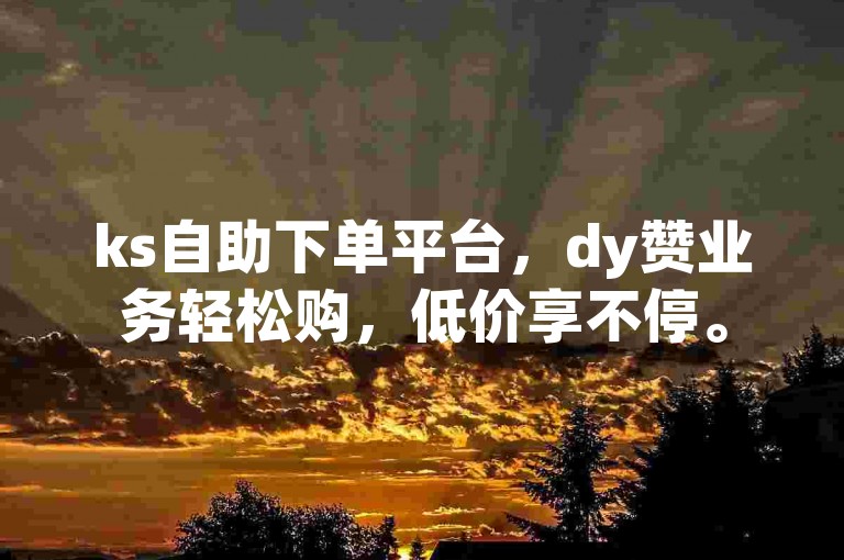 ks自助下单平台，dy赞业务轻松购，低价享不停。