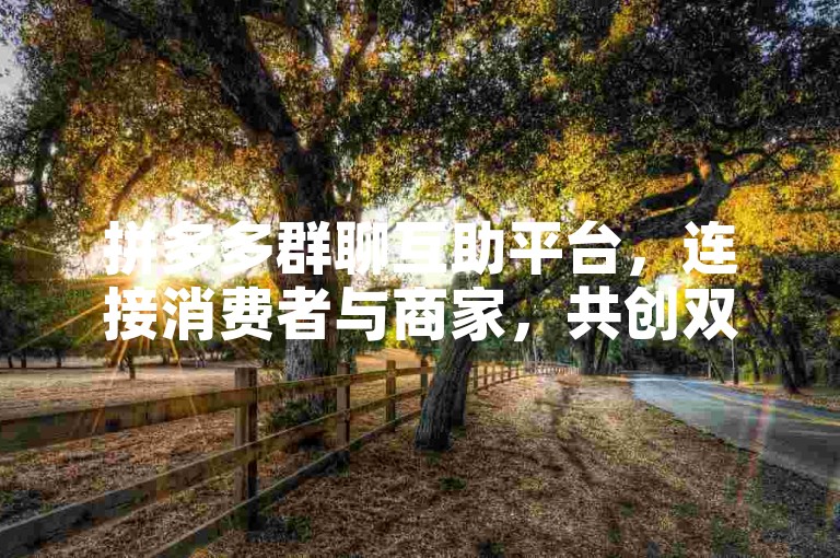 拼多多群聊互助平台，连接消费者与商家，共创双赢局面。