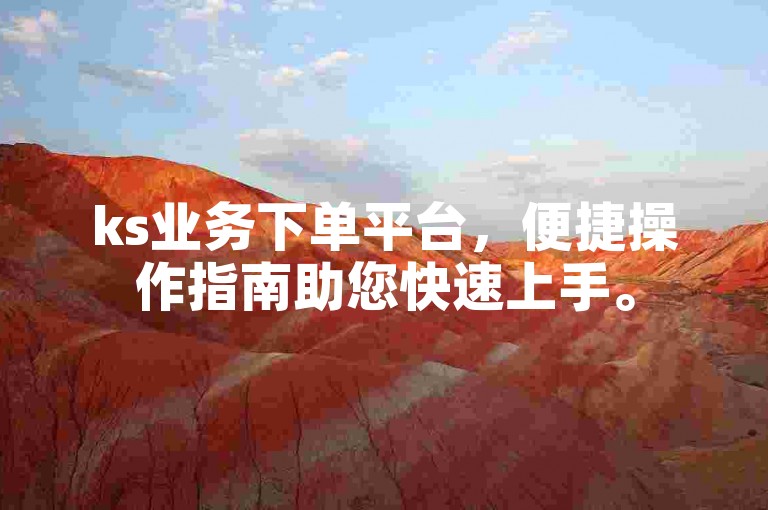 ks业务下单平台，便捷操作指南助您快速上手。