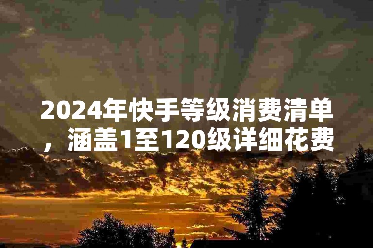 2024年快手等级消费清单，涵盖1至120级详细花费情况。