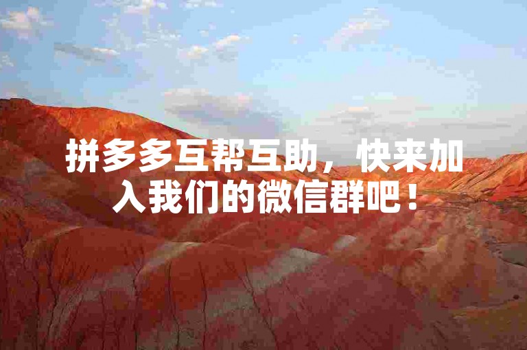 拼多多互帮互助，快来加入我们的微信群吧！