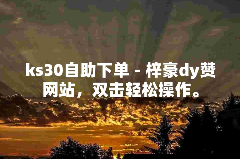 ks30自助下单 - 梓豪dy赞网站，双击轻松操作。