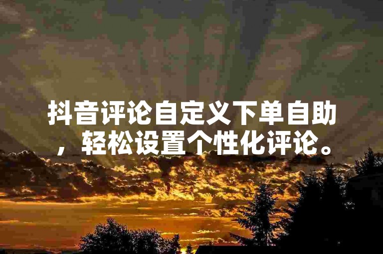 抖音评论自定义下单自助，轻松设置个性化评论。