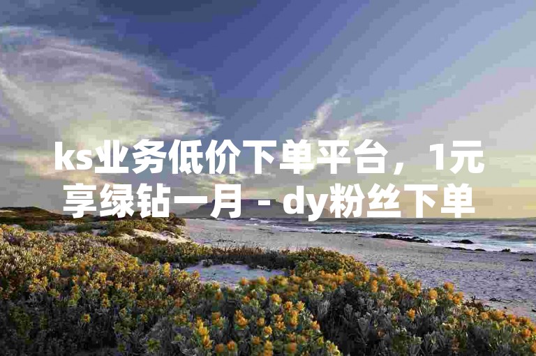 ks业务低价下单平台，1元享绿钻一月 - dy粉丝下单首选