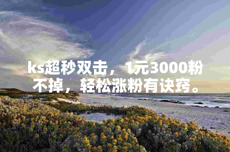 ks超秒双击，1元3000粉不掉，轻松涨粉有诀窍。