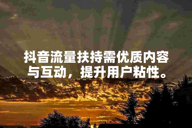 抖音流量扶持需优质内容与互动，提升用户粘性。