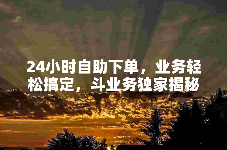 24小时自助下单，业务轻松搞定，斗业务独家揭秘！