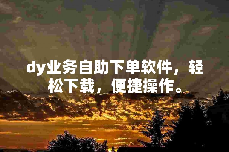 dy业务自助下单软件，轻松下载，便捷操作。