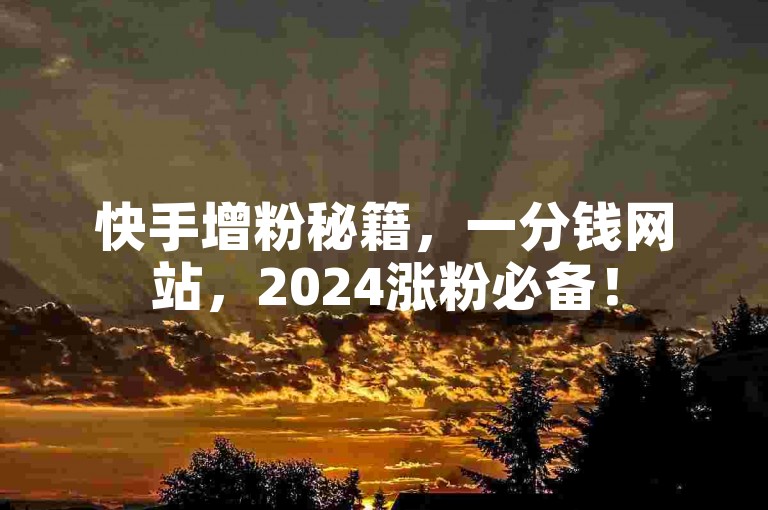快手增粉秘籍，一分钱网站，2024涨粉必备！
