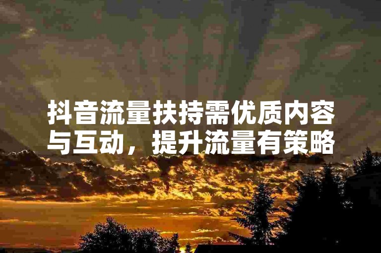 抖音流量扶持需优质内容与互动，提升流量有策略。