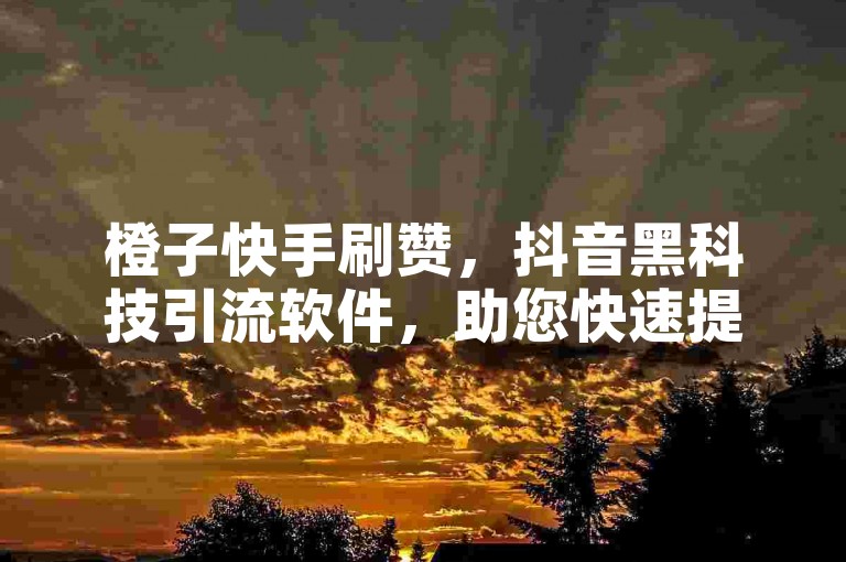 橙子快手刷赞，抖音黑科技引流软件，助您快速提升人气。