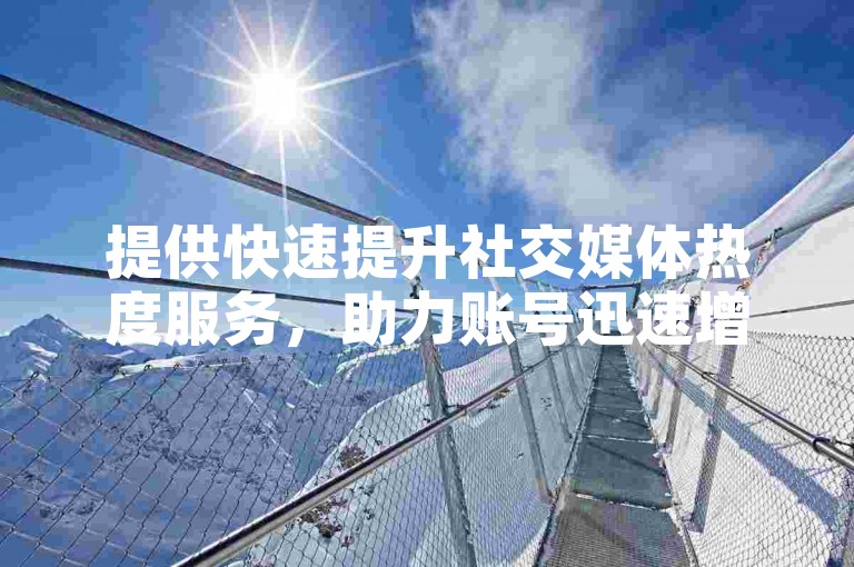 提供快速提升社交媒体热度服务，助力账号迅速增长人气。