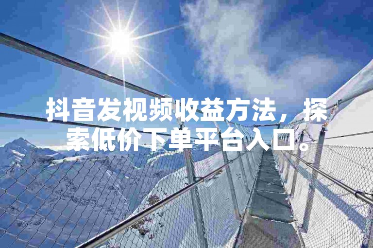抖音发视频收益方法，探索低价下单平台入口。