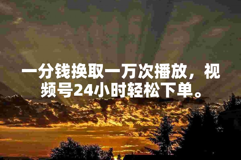一分钱换取一万次播放，视频号24小时轻松下单。