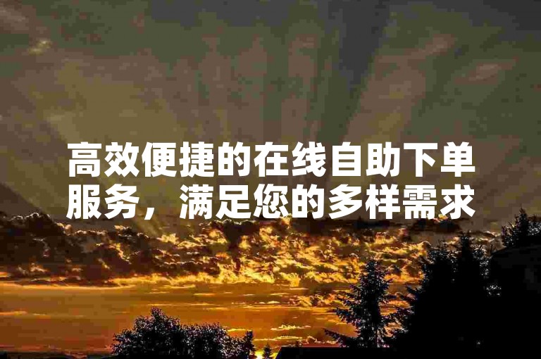 高效便捷的在线自助下单服务，满足您的多样需求。