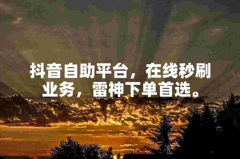 抖音自助平台，在线秒刷业务，雷神下单首选。