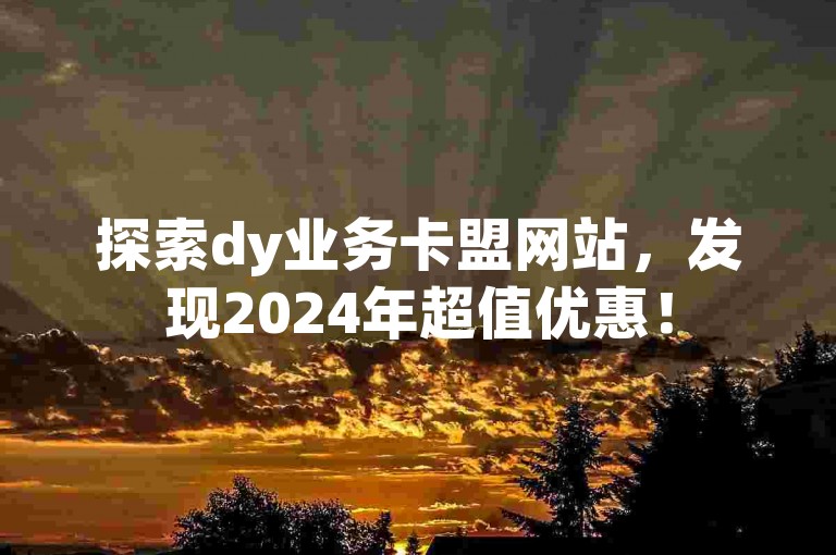 探索dy业务卡盟网站，发现2024年超值优惠！