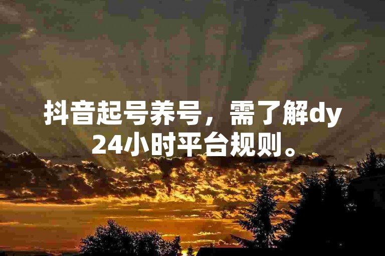 抖音起号养号，需了解dy24小时平台规则。