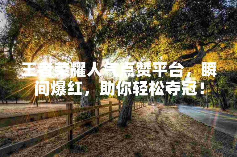 王者荣耀人气点赞平台，瞬间爆红，助你轻松夺冠！