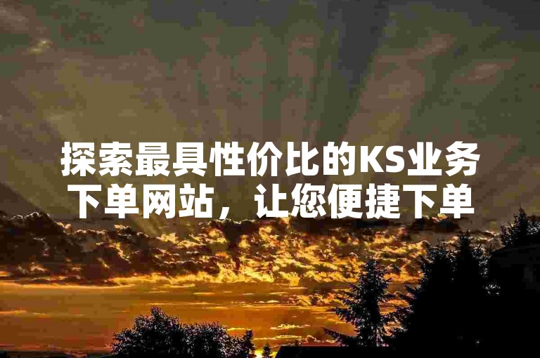 探索最具性价比的KS业务下单网站，让您便捷下单。