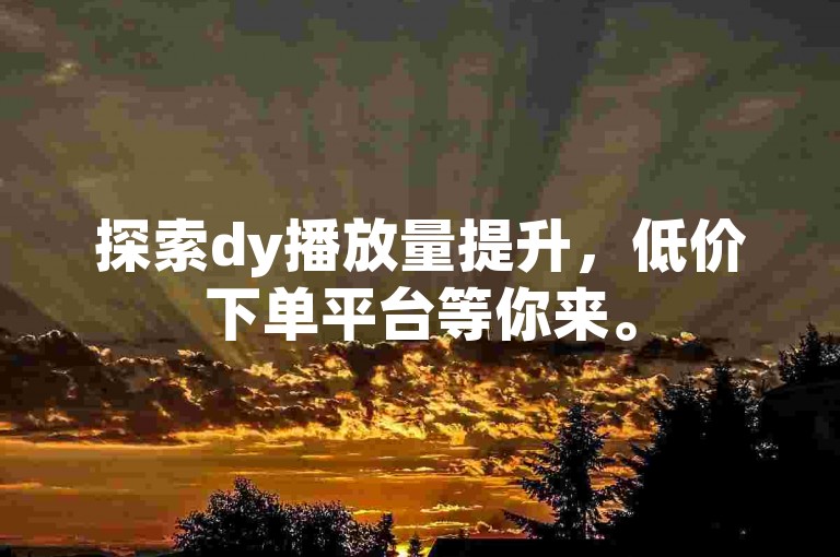 探索dy播放量提升，低价下单平台等你来。