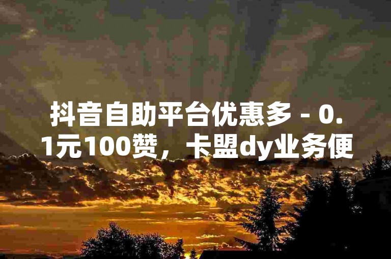 抖音自助平台优惠多 - 0.1元100赞，卡盟dy业务便捷。