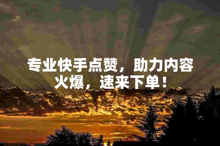 专业快手点赞，助力内容火爆，速来下单！