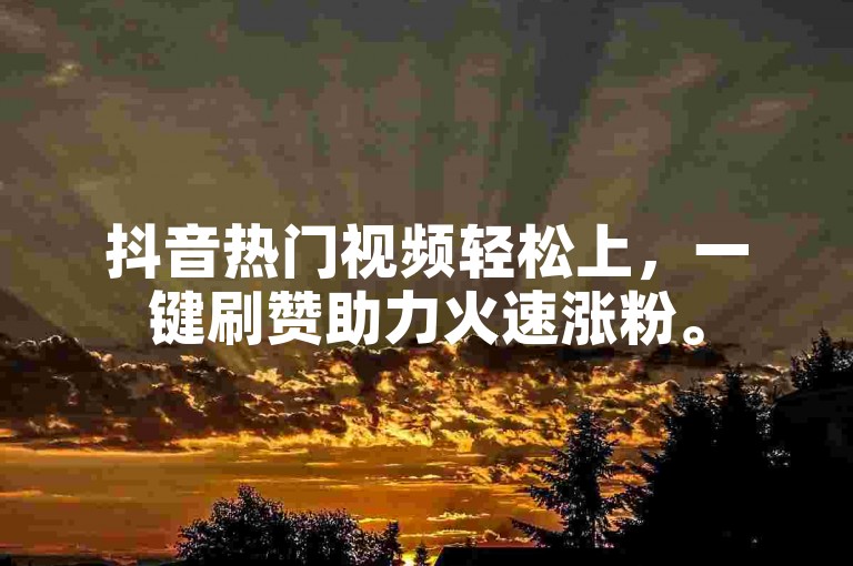 抖音热门视频轻松上，一键刷赞助力火速涨粉。