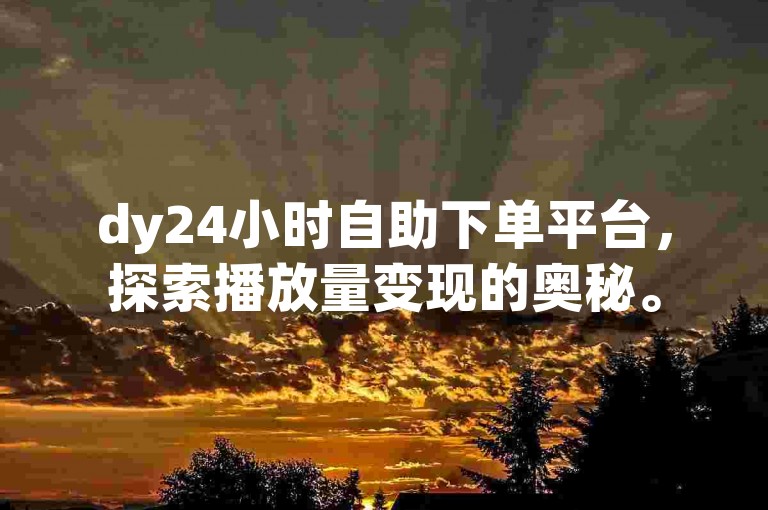 dy24小时自助下单平台，探索播放量变现的奥秘。