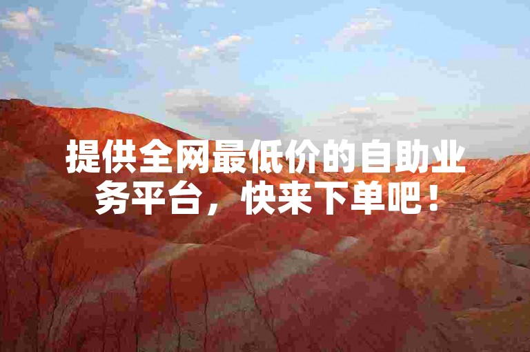 提供全网最低价的自助业务平台，快来下单吧！
