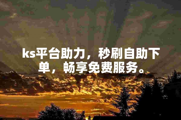 ks平台助力，秒刷自助下单，畅享免费服务。