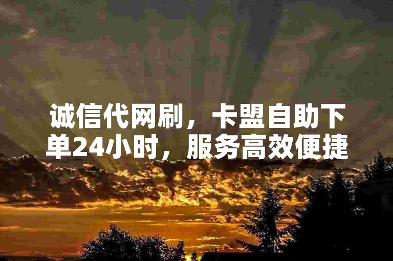 诚信代网刷，卡盟自助下单24小时，服务高效便捷。