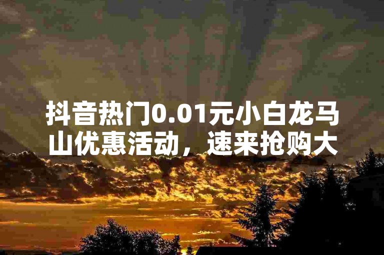 抖音热门0.01元小白龙马山优惠活动，速来抢购大地房产！
