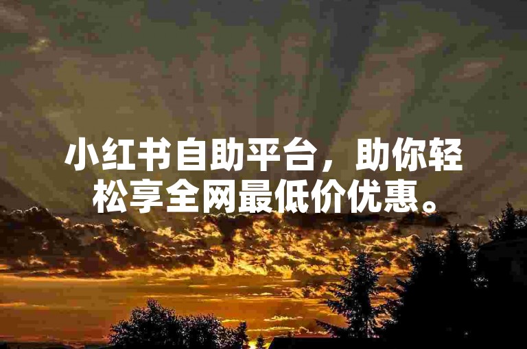 小红书自助平台，助你轻松享全网最低价优惠。