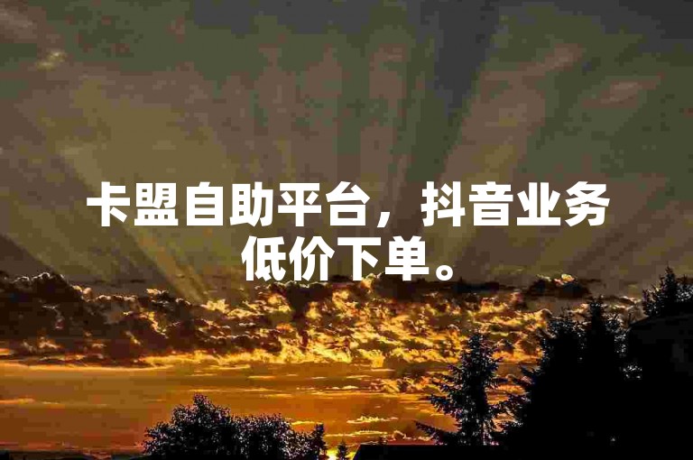 卡盟自助平台，抖音业务低价下单。